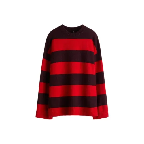 H M Бургунди Красный Полосы Женский Трикотаж