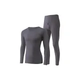 Мужской - Пыльно-серый, синий (200 г, 100% хлопок, тонкий, круглый вырез)