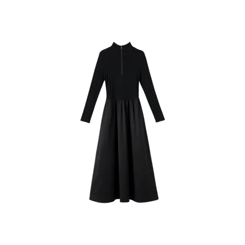 Late White Черный Женские Длинные Платья с Рукавами