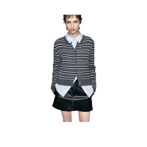 MO CO Серо-белые полосы Женские кашемировые свитеры