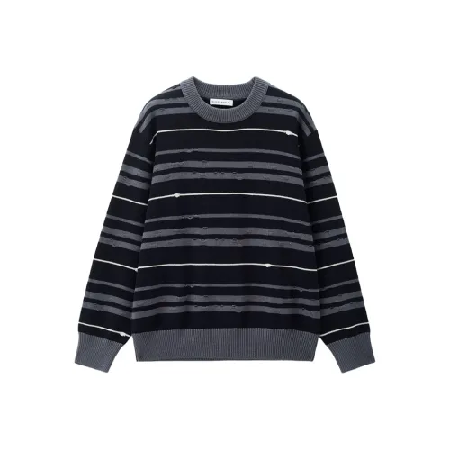 Giordano 09 Черный Серый Полосы Мужской Трикотаж