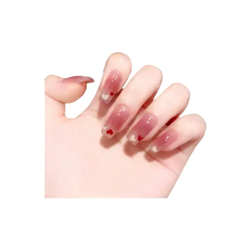 T Z Универсальный Румяна Sweetheart Сердце Nail Art False Nail Cropped Square Nude Instagram Style