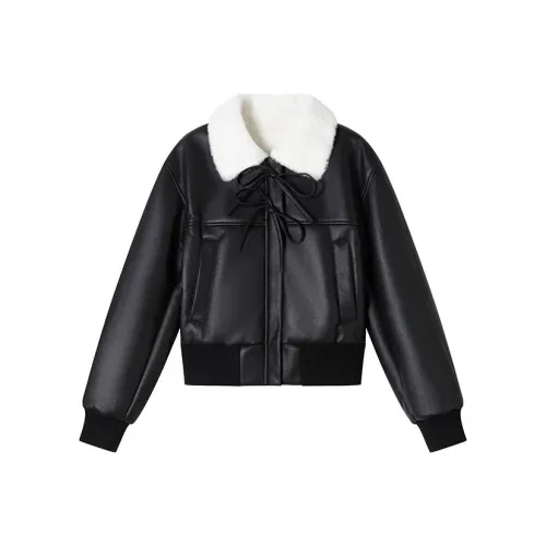 Udon House Черные Женские Кожаные Куртки