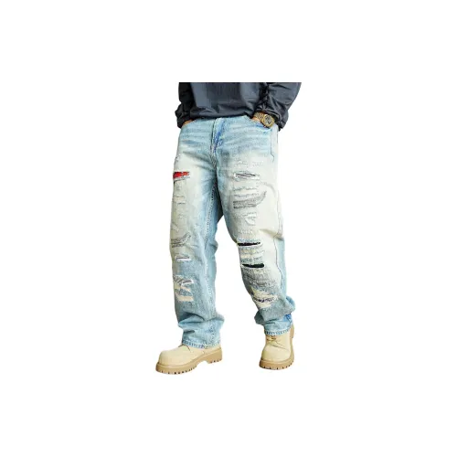 ZHANDASHUAI Blue Unisex Jeans ZHANDASHUAI Синий Унисекс Джинсы