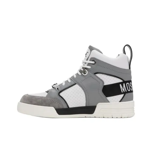 MOSCHINO Высокие кроссовки для скейтбординга Мужские Серый Белый