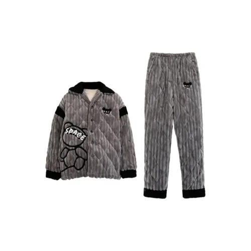 Daiyindie Осенние и зимние пижамы мужские утолщенные и с флисовой подкладкой термические коралловый флис наборы одежды