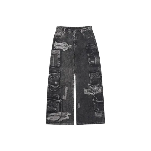 1807 Темно-серый Унисекс Джинсы