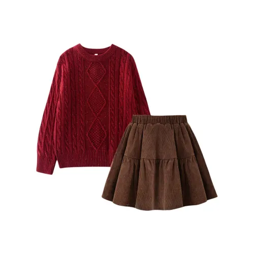 Youyou 1 Point Кофе+Красный Школьный возраст Комплекты с юбкой