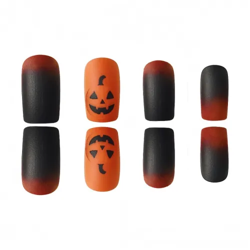 ECOHOME Тыква Черный градиент False Nail Укороченный Модный Индивидуальный Подходит для Повседневный и Вечеринка