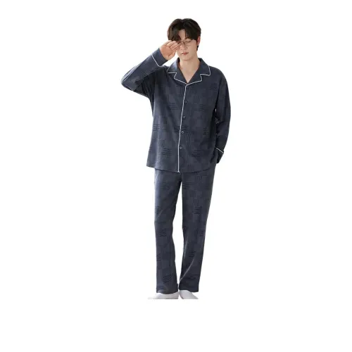MIIOW Dark Blue Men's Pajama Sets MIIOW Темно-синий Мужской Пижамные Комплекты
