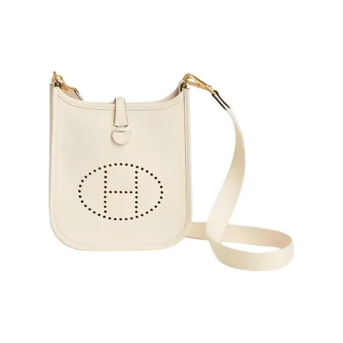 HERMES Evelyne Clemence Телячья кожа Сумка через плечо Женская Кремово-белая