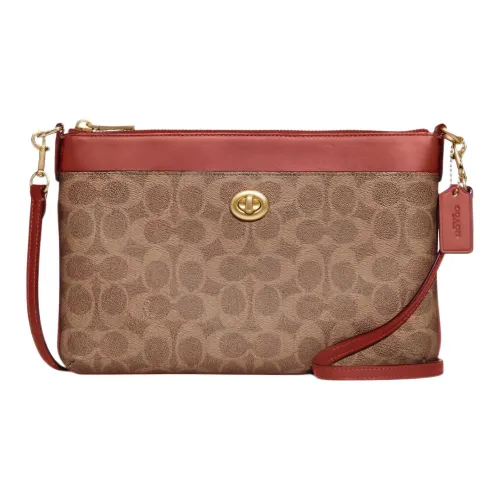 COACH Polly ICONIC Холст с кожей галечная кожа сумка через плечо средний размер женский коричневый