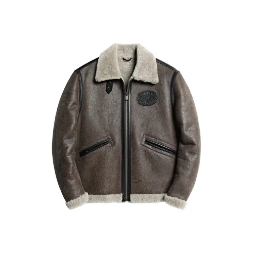 MCS Темный кофейный мужской кожаные куртки