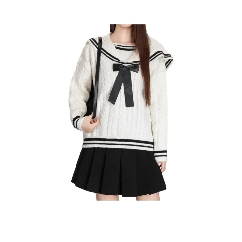 MDEHT Черный Белый Женский Трикотаж