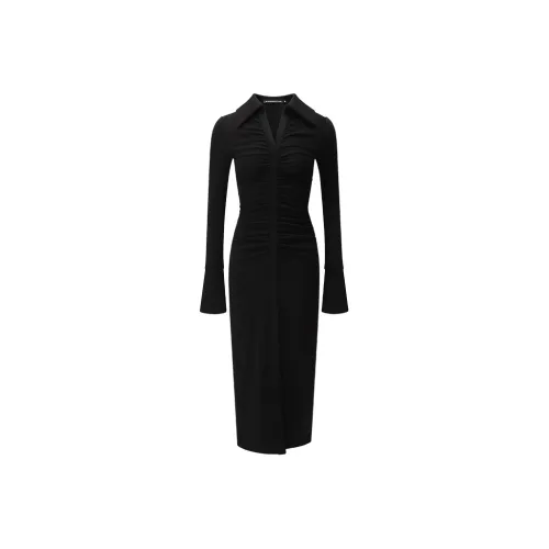 Showroom Plus Черные Женские Длинные Платья с Рукавами