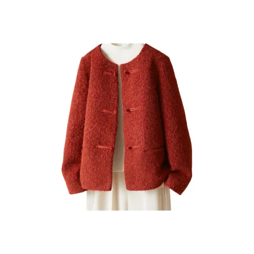 IHIMI Новогодний красный Женские Короткие пальто