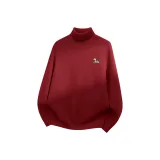 [Интегрированный Флис★ Водолазка] Бордовый (Ma Зебра Журнал Логотип на груди)