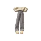 Кофейный Белый Полосы, Штаны с Флисовой Подкладкой