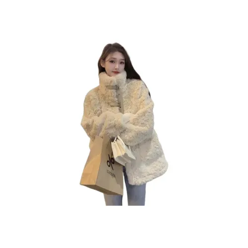 LANGQING Экрю Женские Бархатные Куртки