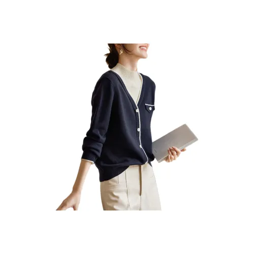 CPYT Темно-синий и экрю Женские свитера