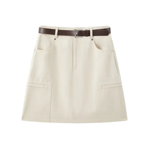 PEACEBIRD Mist Белый Женский Повседневный Короткий Юбка