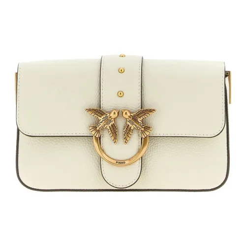PINKO Love Series Козья кожа Сумка через плечо Мини Женская Белая