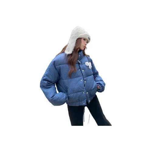 LANGQING Синий с дизайном "Обхват груди" Цветочный включает бренд Wangqing наклеенный женские пуховики (пуфы)