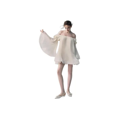 RDRE Экрю Женские Длинные Платья с Длинными Рукавами