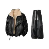 Чёрные + Чёрные штаны с флисовой подкладкой