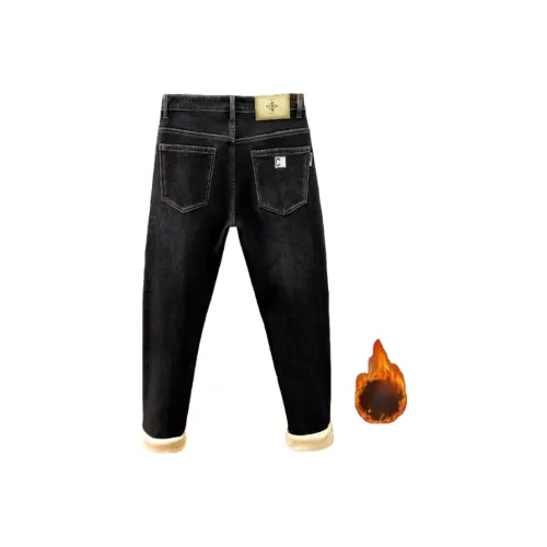 CAT'S PAW Черные флисовые унисекс джинсы