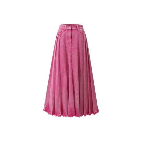 Showroom Plus Peach Pink Женские Джинсовые Длинные Юбки