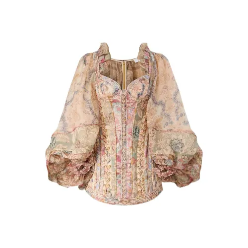 Zimmermann SS26 Длинное платье с длинными рукавами женское