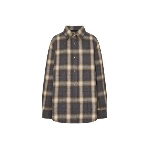 MO CO Серый Коричневый Клетка Женская Рубашка