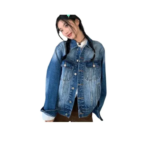 MDEHT Винтажный синий женский джинсовый куртка