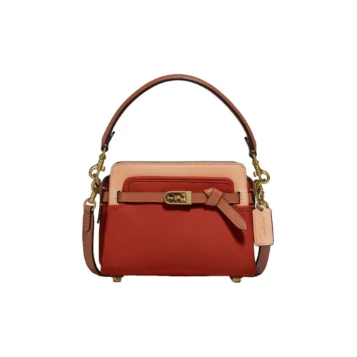COACH Tate Кожа Сумка Маленькая Женская Апельсин и Телесный