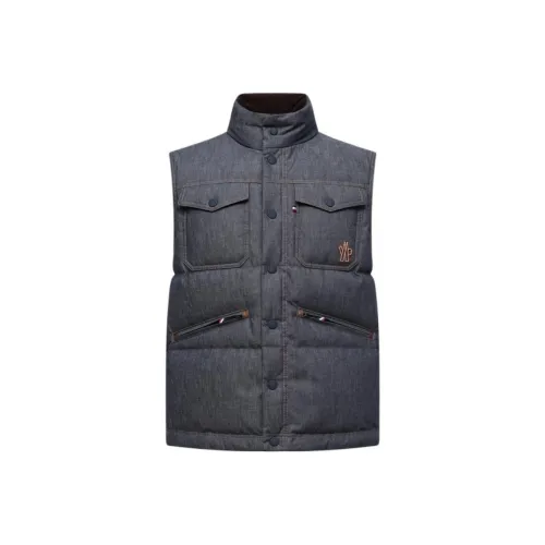 Moncler Темно-серый мужской пуховый жилет