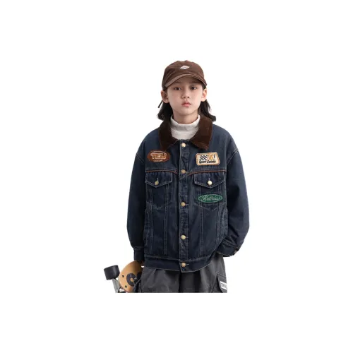 YUNPO Джинсовый синий Утолщенный и с флисовой подкладкой Школьный возраст Топы