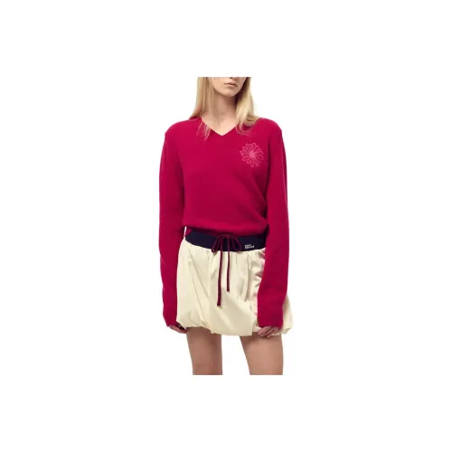 MARDI MERCREDI FW25 Енот Смешанный V-образный вырез_HOTPINK Свитер Женские