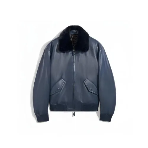 BERLUTI Кожа Куртка Мужская Синяя