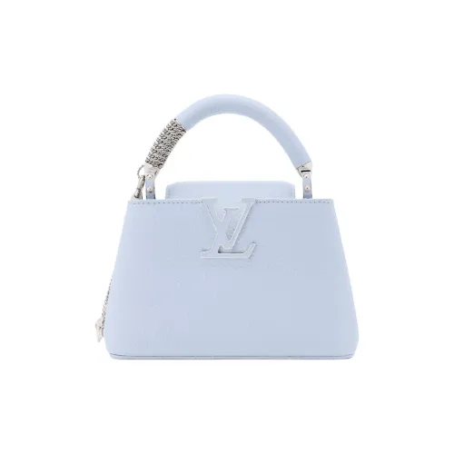 LOUIS VUITTON Capucines Taurillon Коровья кожа Одно плечо Сумка Мини Женские Frozen Синий