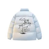 Синий хлопковый пуховик