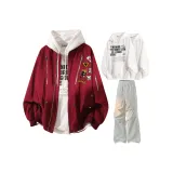 Бордовый + Случайный Свитшот + Светло-Серые Штаны