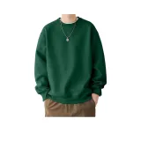 Зеленый свитшот с круглым вырезом, с флисовой подкладкой