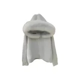 Кремовый синий пальто