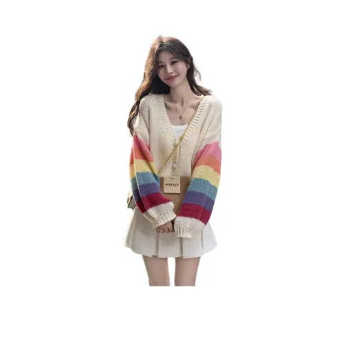 GUOZHEN Радужный Полосы Женская Трикотажная