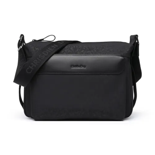 CHRISDIEN DENY Сумка через плечо из коровьей кожи среднего размера мужская черная