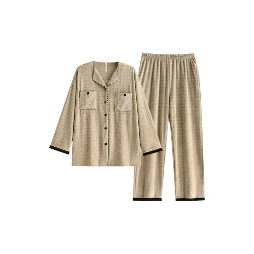 YUENEI 24320 Абрикос Кофейный Женский Пижамный Комплект