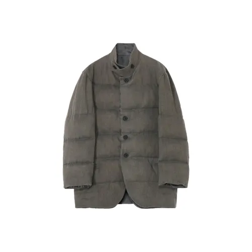 Yohji Yamamoto Pour Homme FW25 Шелк Linen INKED Horizontal Утепленный Shell Jacket Куртки Пальто Мужской