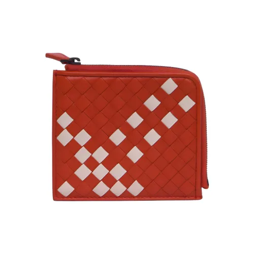 Bottega Veneta Intrecciato Кожаный держатель для карт женский оранжевый