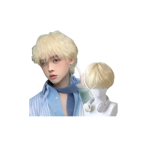 GLUNA Дифференциальная Разрушенная Крышка Мужская Перука Белый золотой Высокая Температура Пряжа